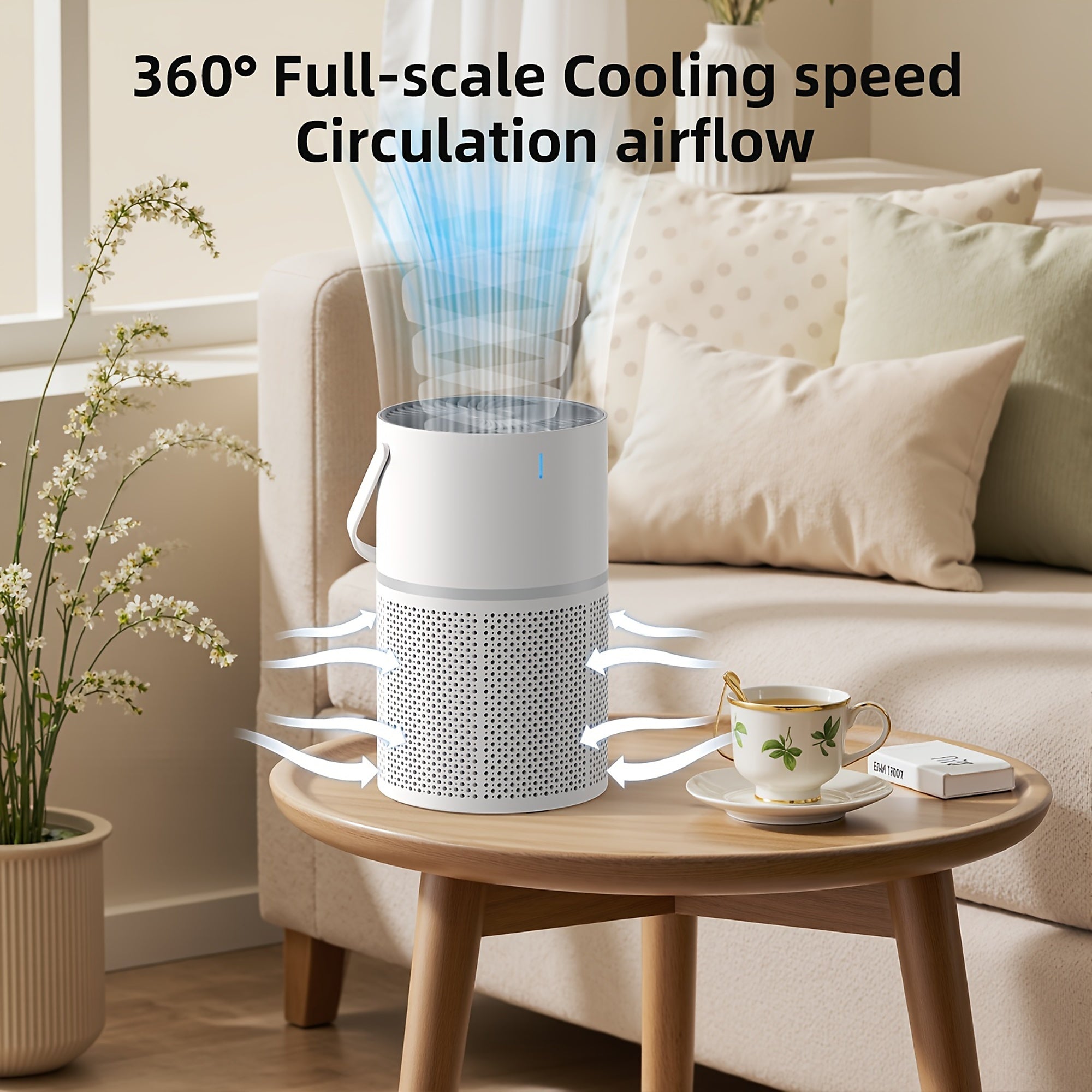 Air Purifier — 360° Airflow, 99.97% Particle Removal, Ultra-Quiet, 4320-Hour Long-Life