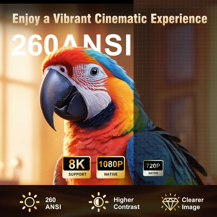 Mini Projector Auto Focus 8K Native 1080P